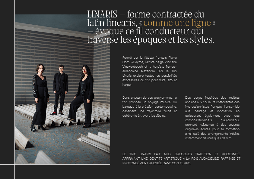 Trio Linaris editorial spread introducing the concept